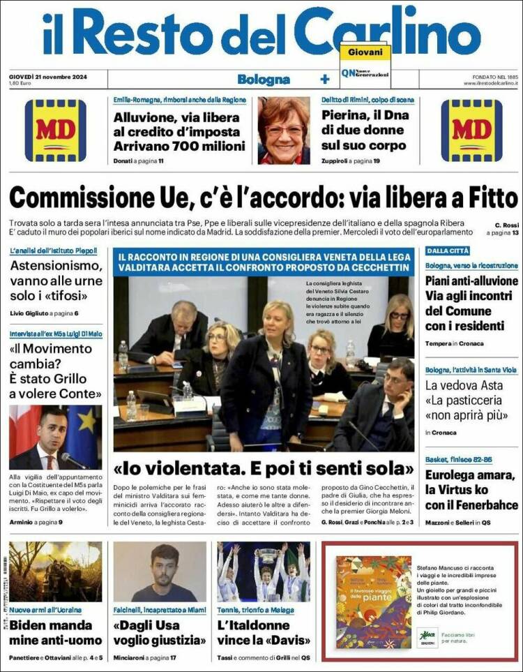 Portada de Il Resto del Carlino (Italie)