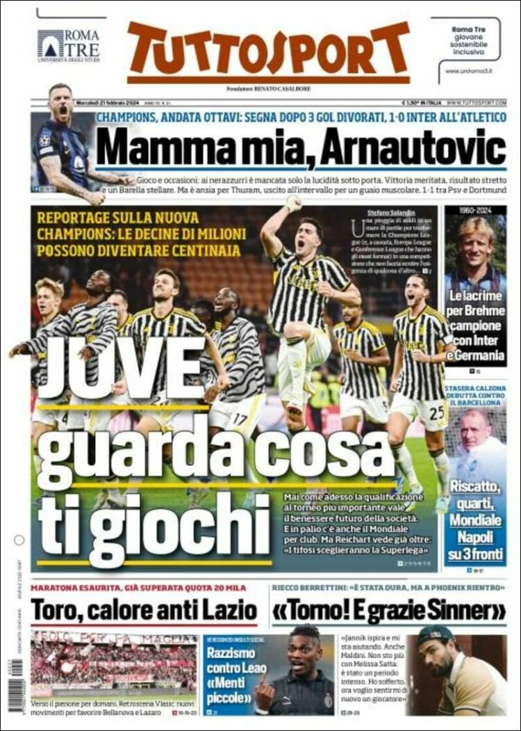 Portada de Tuttosport (Italia)