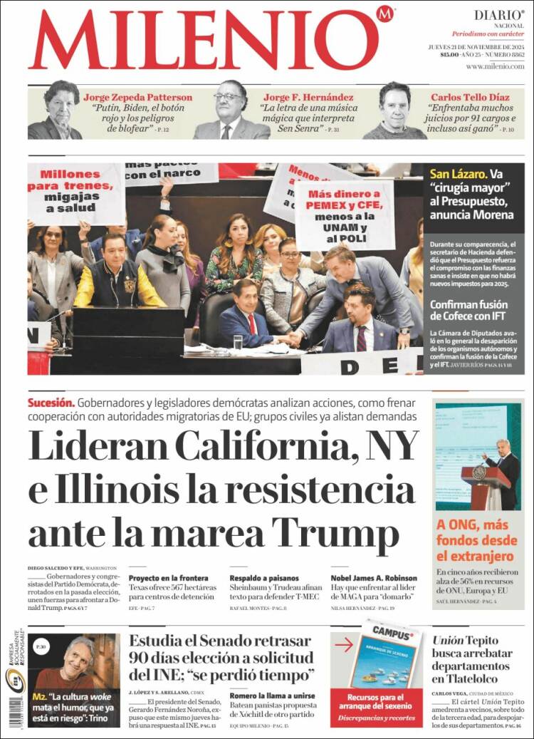 Portada de Milenio (México)