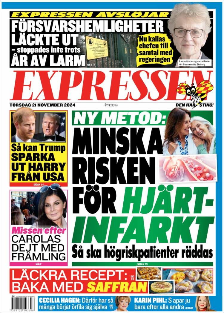 Portada de Expressen (Suecia)