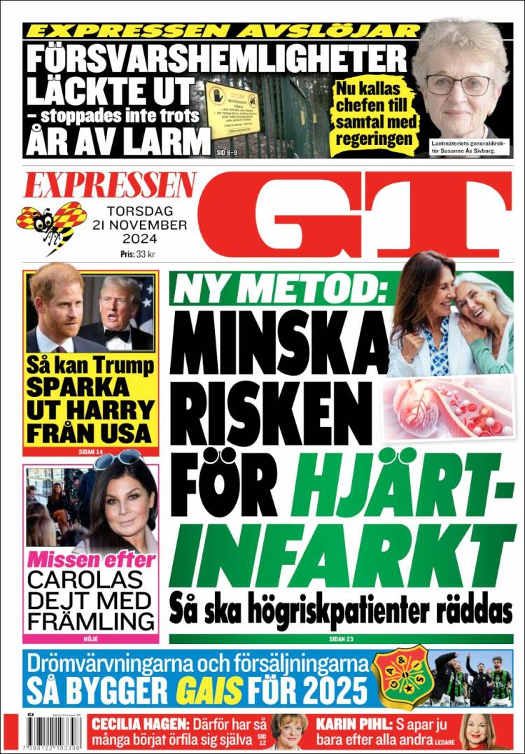 Portada de Göteborgstidningen (Suecia)