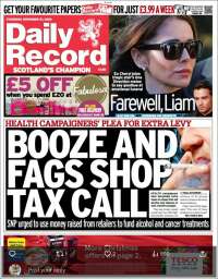 Portada de Daily Record (Reino Unido)