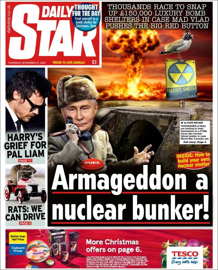 Portada de Daily Star (Reino Unido)