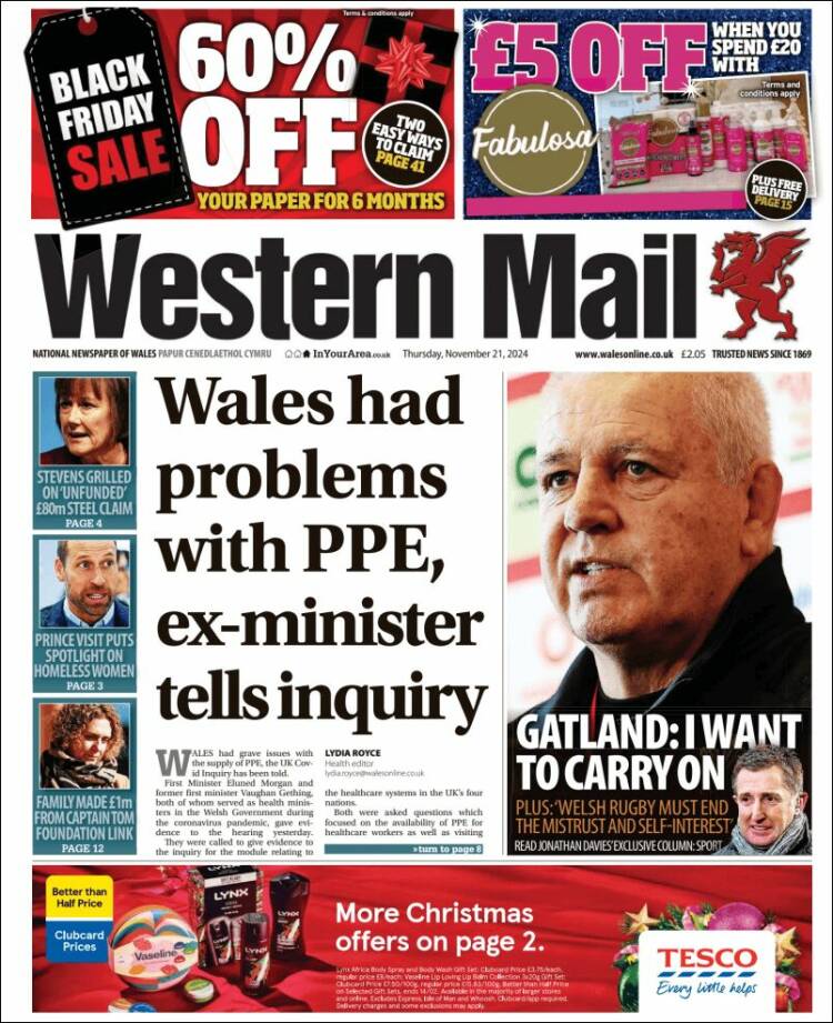 Portada de Western Mail (Royaume-Uni)