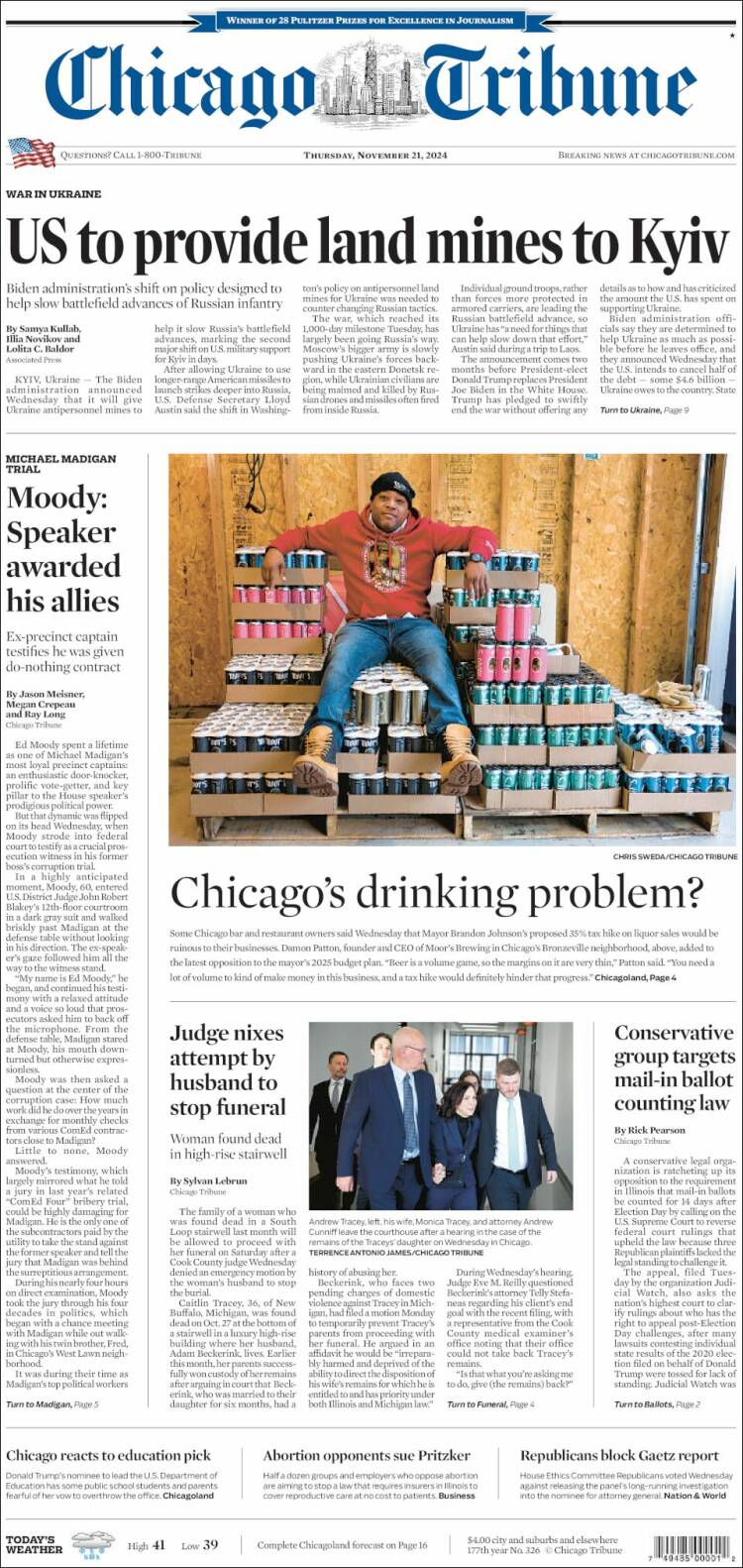 Portada de Chicago Tribune (USA)