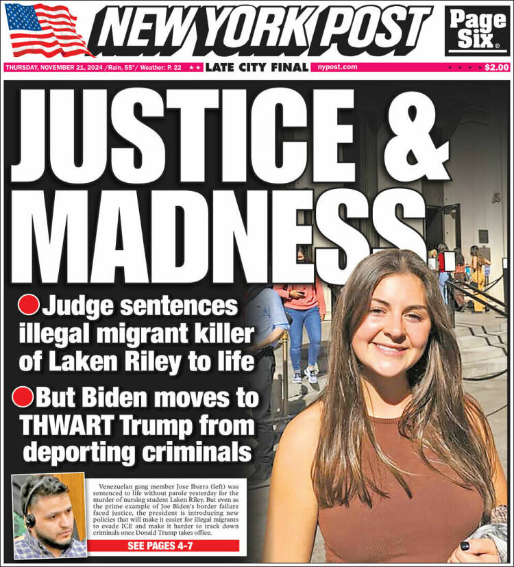 Portada de New York Post (États-Unis)