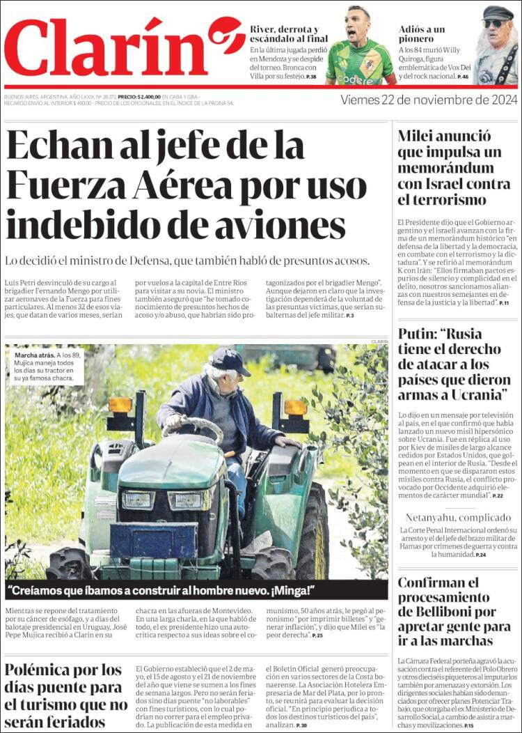 Portada de Clarín (Argentina)