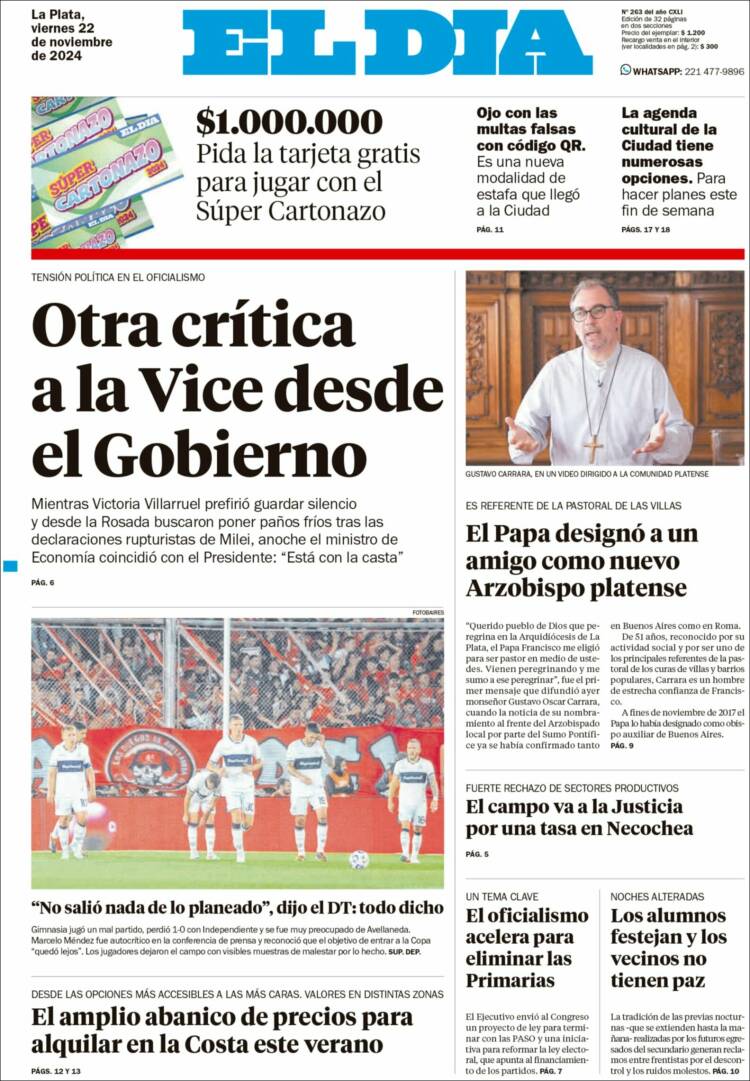 Portada de El Día de la Plata (Argentina)