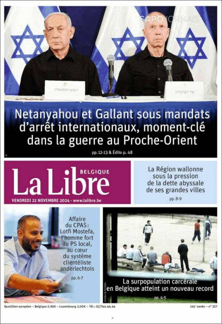 Portada de La Libre.be (B&eacute;lgica)