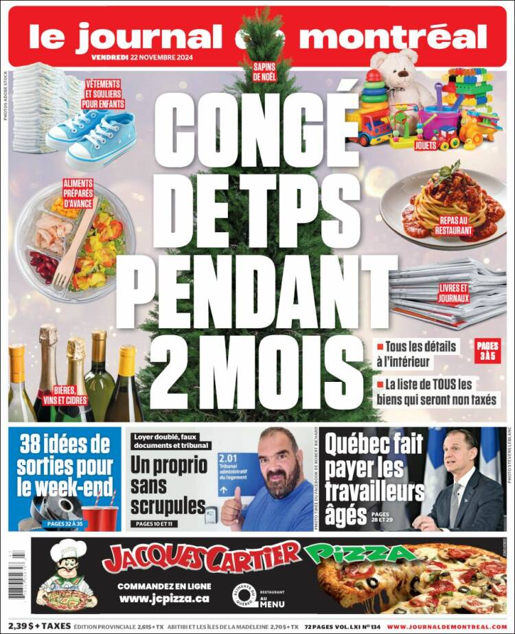 Portada de Le Journal de Montréal (Canadá)