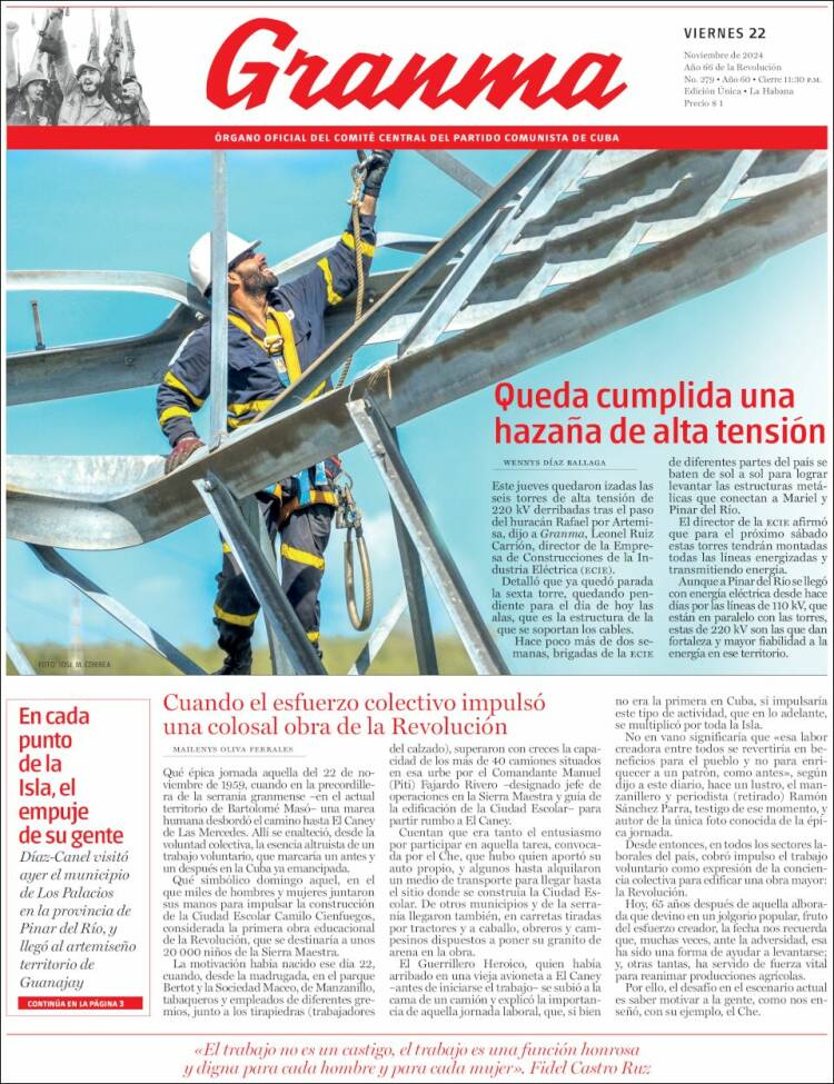 Portada de Granma (Cuba)