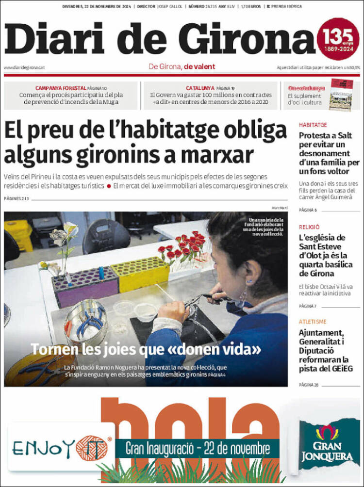 Portada de Diari de Girona (España)