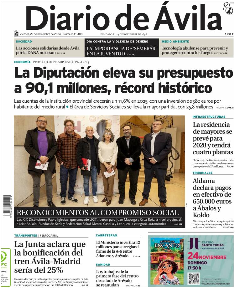 Portada de Diario de Ávila (España)