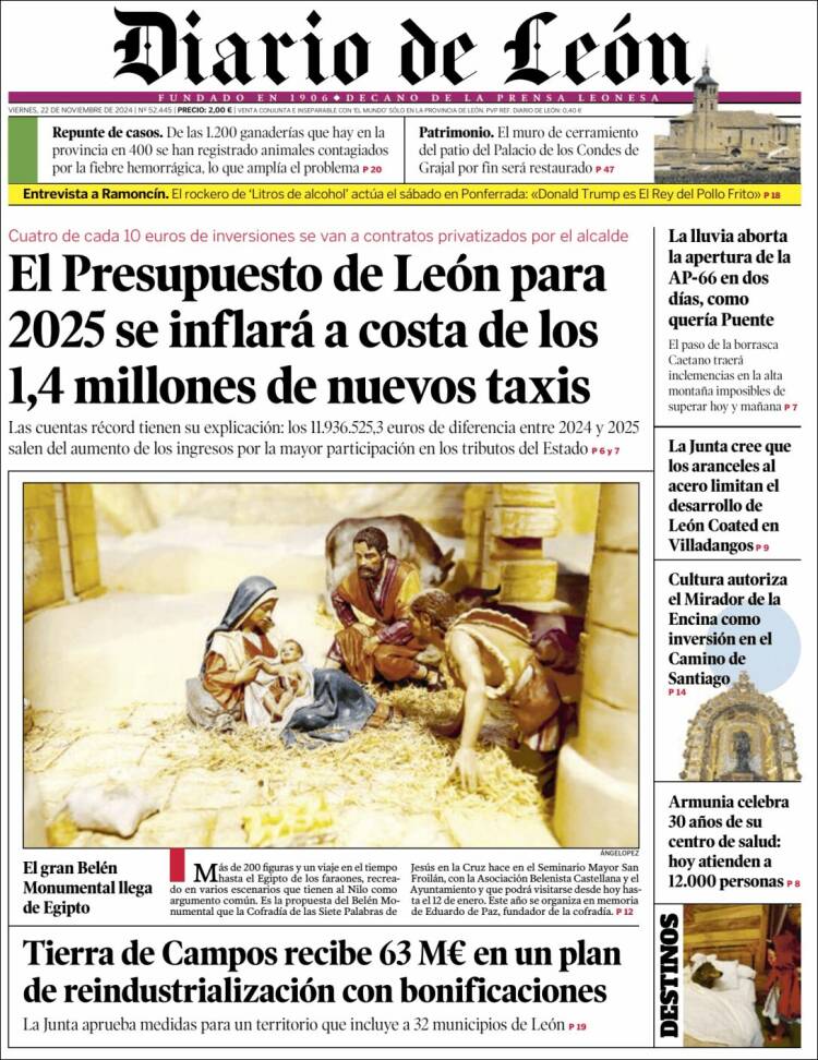 Portada de Diario de León (España)