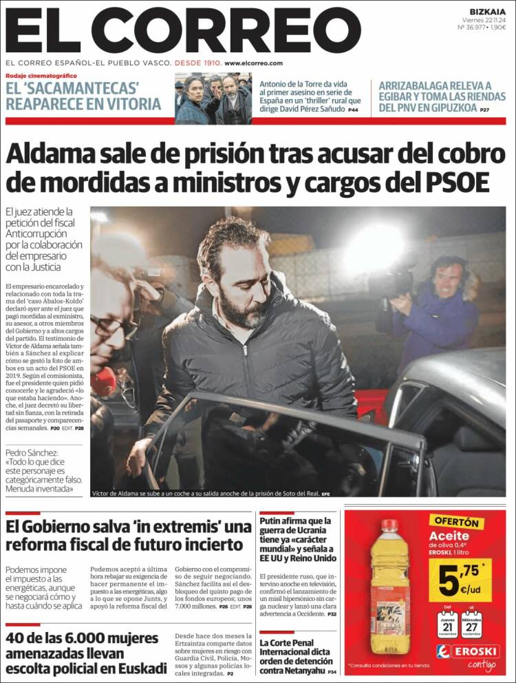 Portada de El Correo (España)