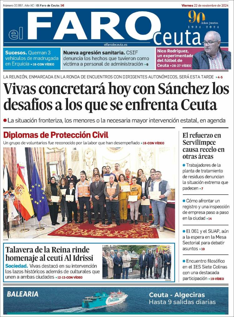 Portada de El Faro de Ceuta (España)