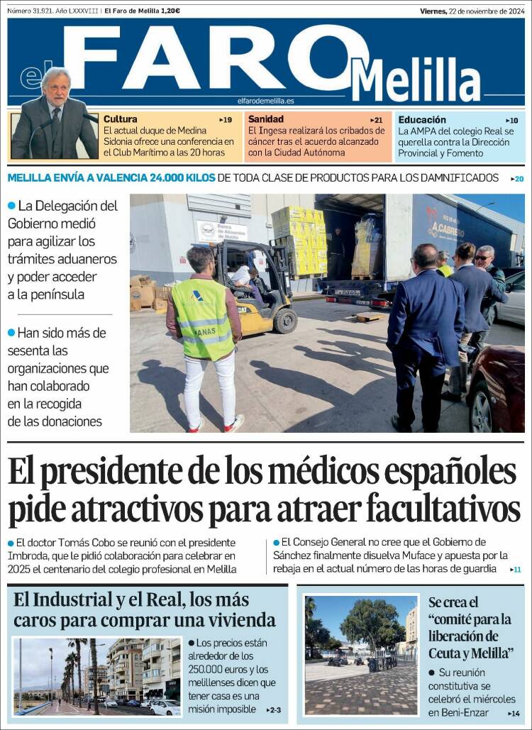 Portada de El Faro de Melilla (España)