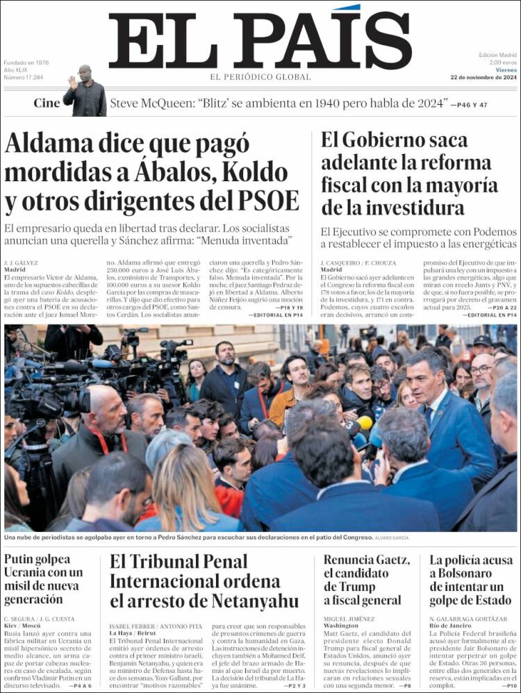 Portada de El País (España)