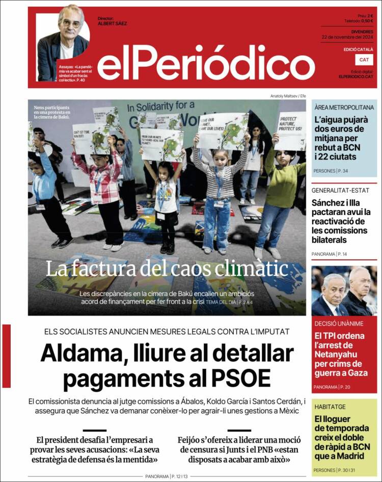 Portada de El Periódico de Catalunya (España)