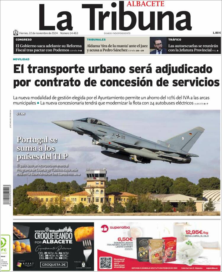 Portada de La Tribuna de Albacete (España)