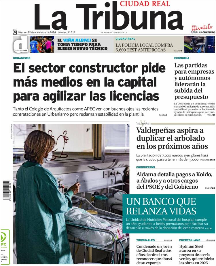 Portada de La Tribuna de Ciudad Real (España)