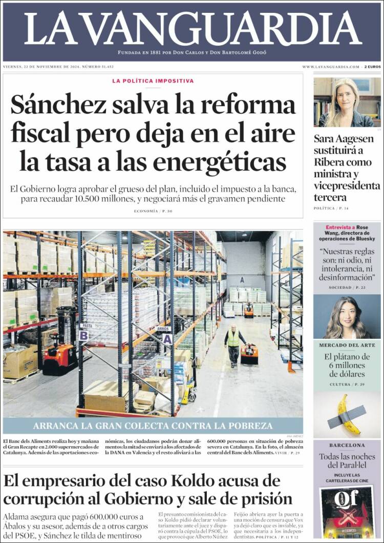 Portada de La Vanguardia (España)