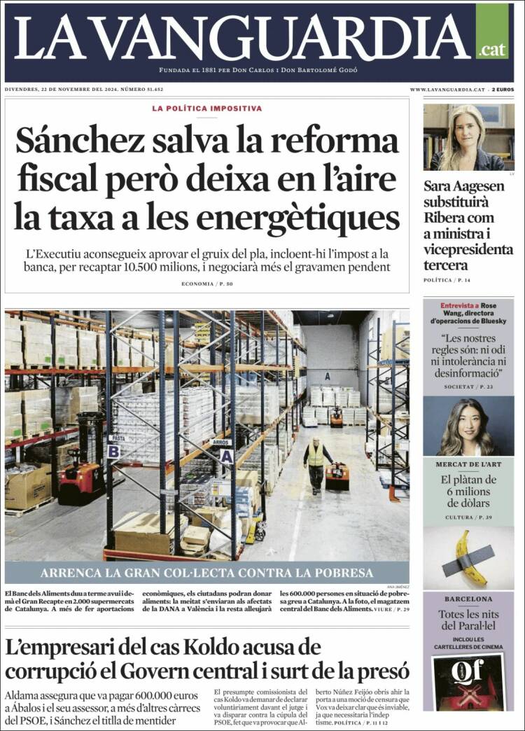Portada de La Vanguardia (España)