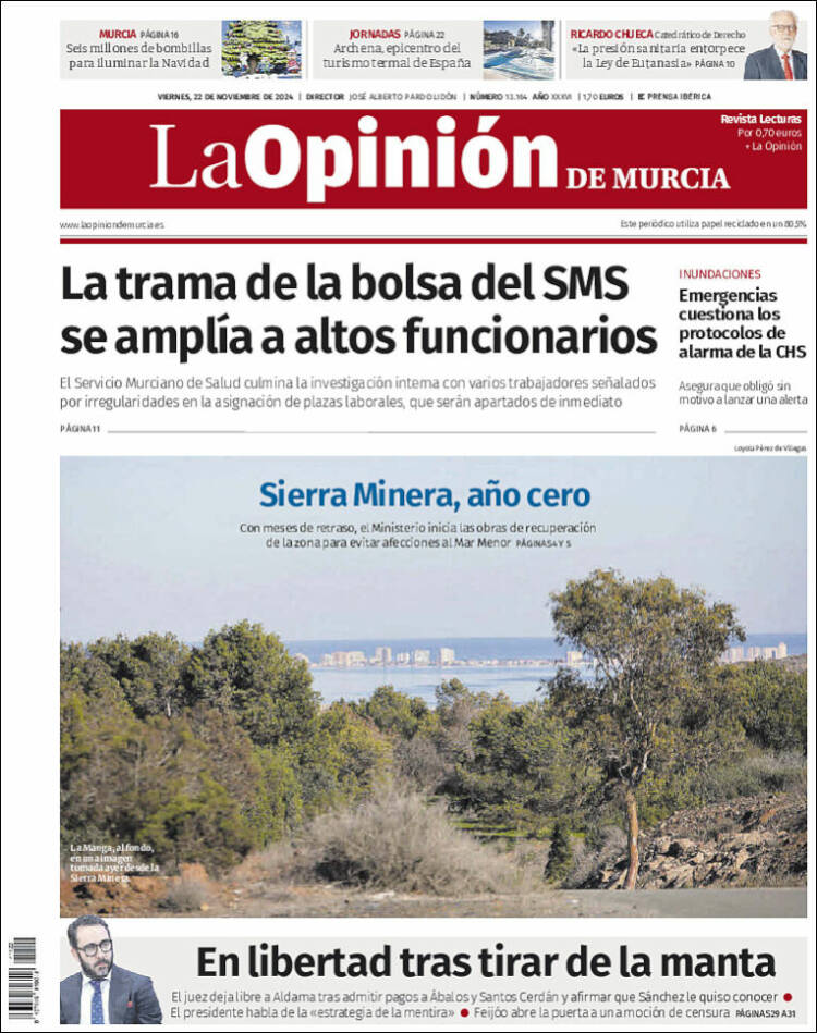 Portada de La Opinión de Murcia (España)