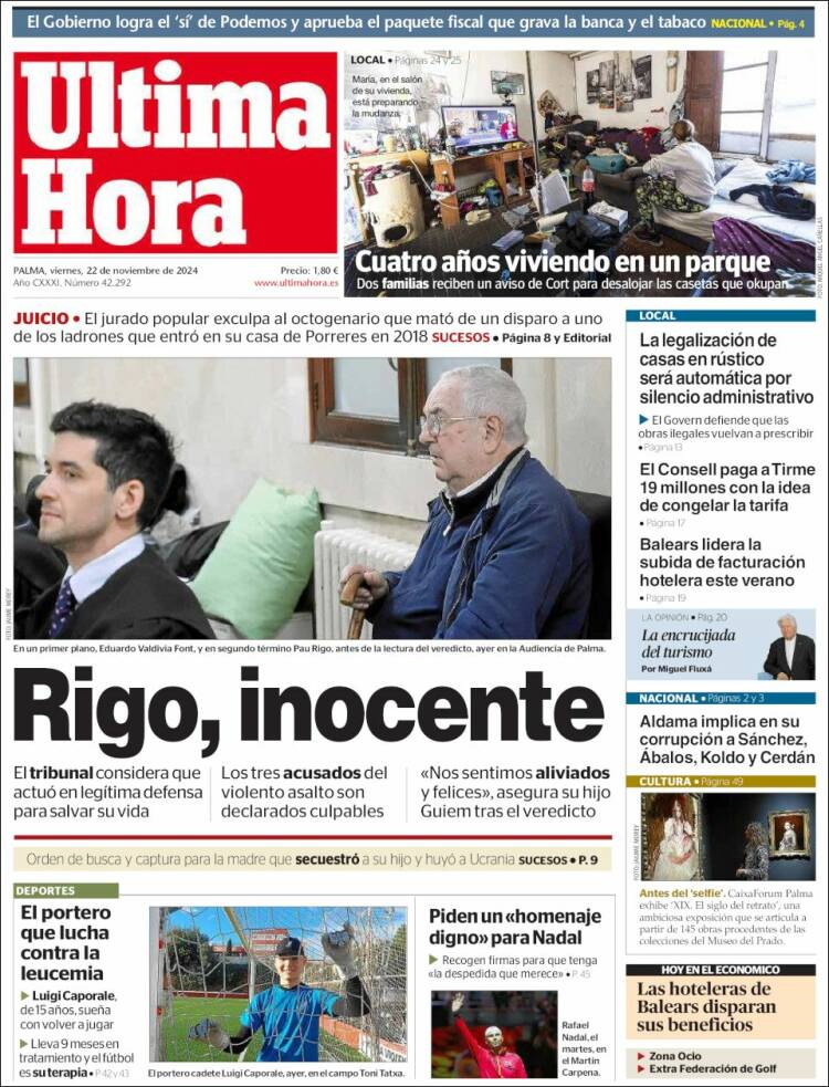 Portada de Última Hora (España)