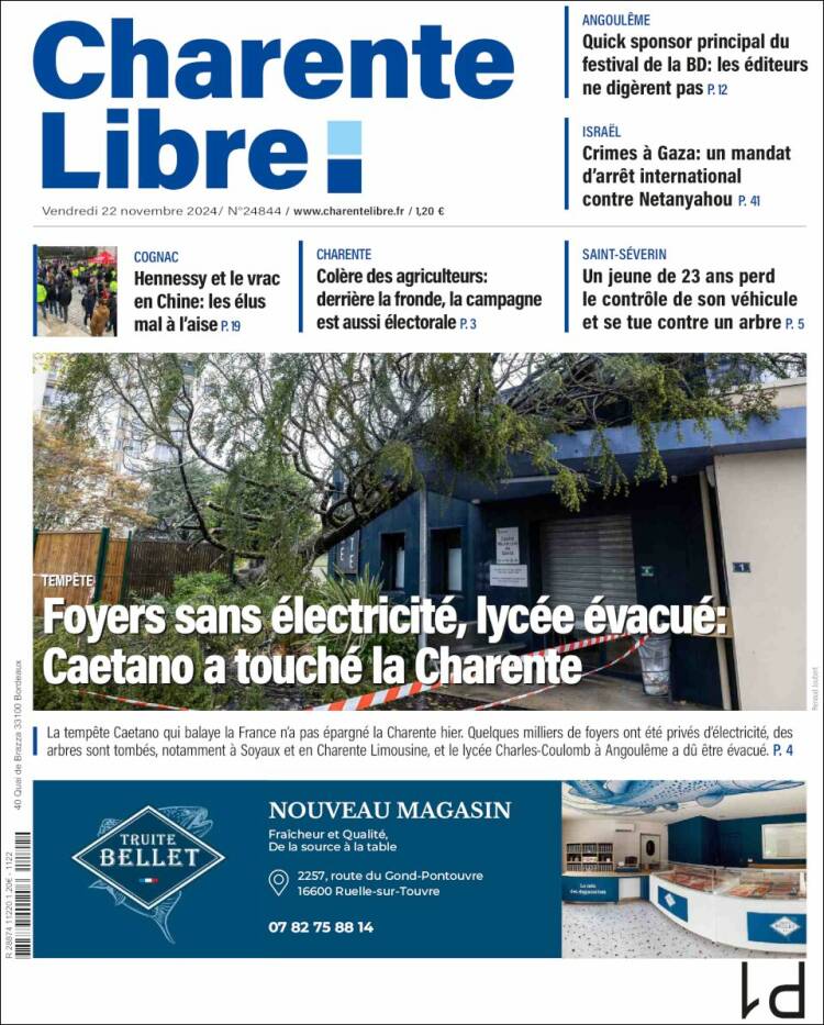 Portada de Charente Libre (Francia)