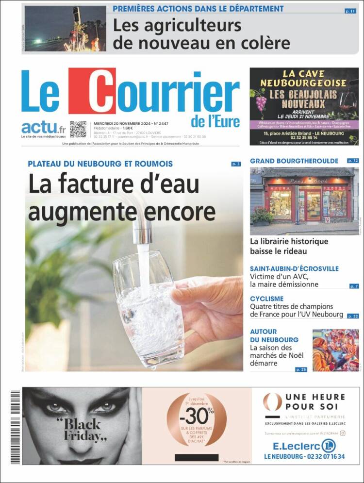 Portada de Le Courrier de l'Ouest (Francia)