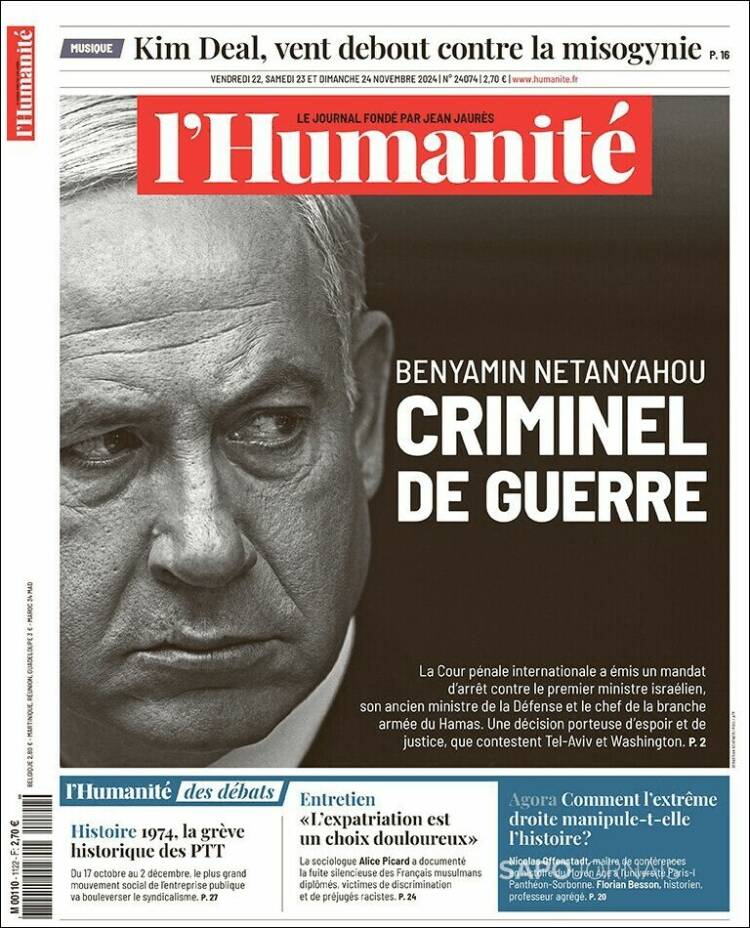 Portada de l'Humanite (Francia)