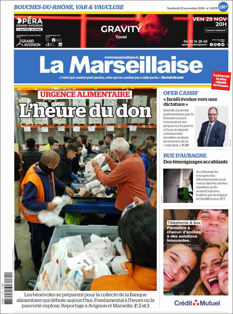 Portada de La Marseillaise (Francia)