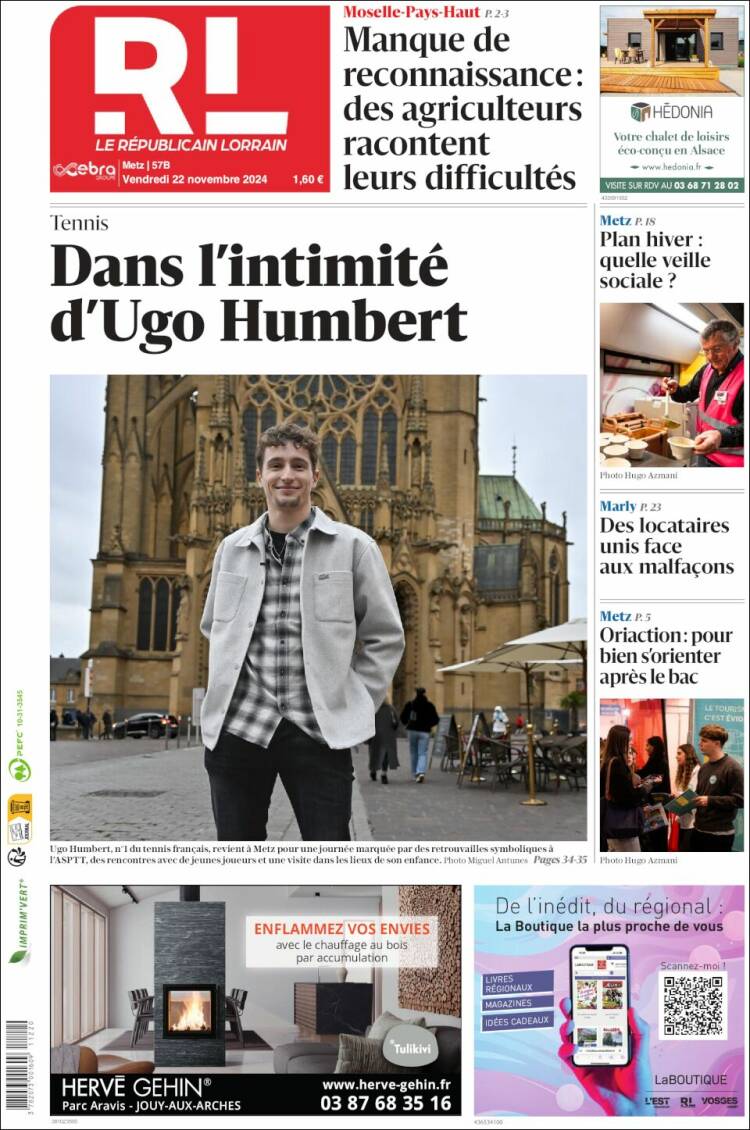 Portada de Le Republicain Lorrain (Francia)