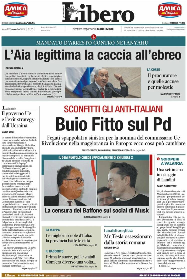 Portada de Libero (Italia)