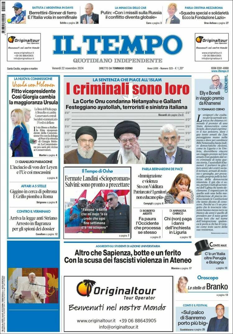 Portada de Il Tempo (Italia)