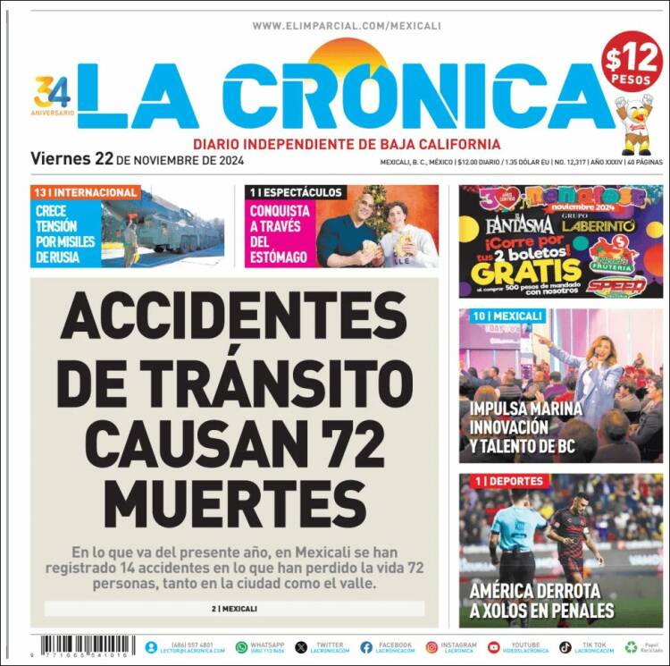 Portada de La Crónica de Baja California (M&eacute;xico)