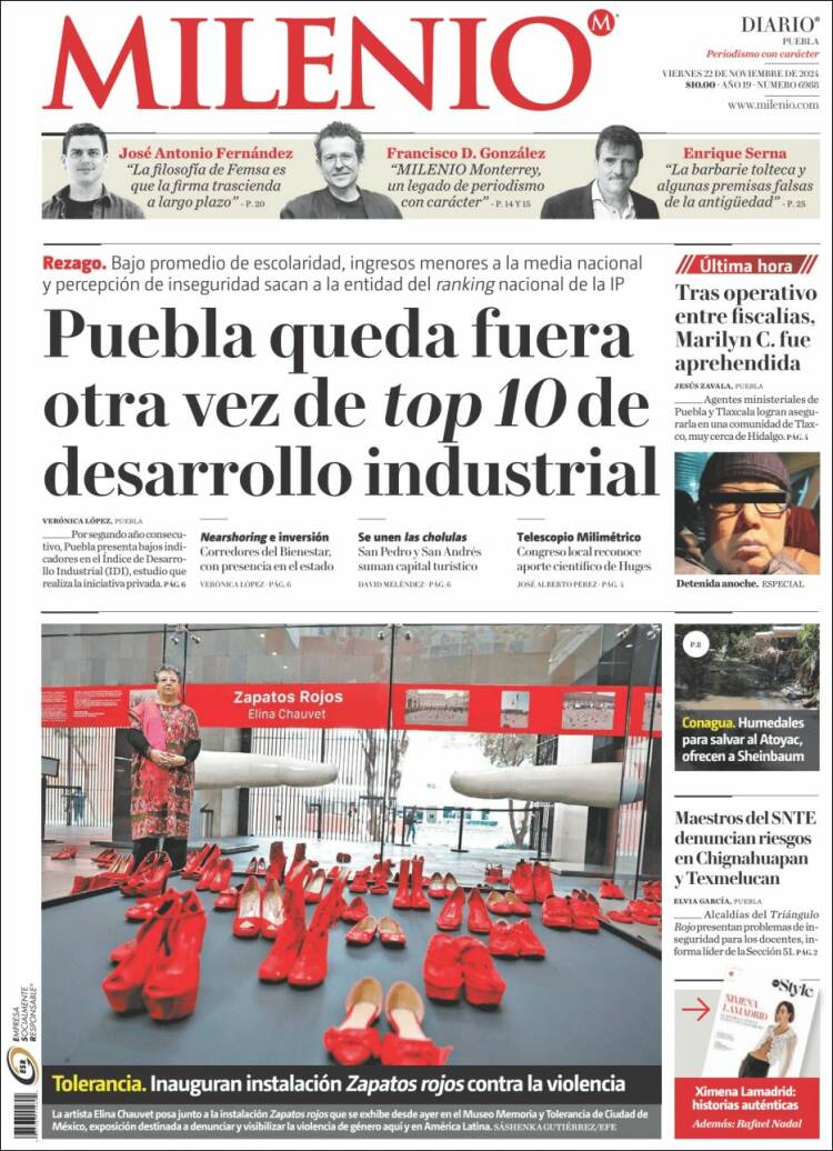 Portada de Milenio de Puebla (Mexico)