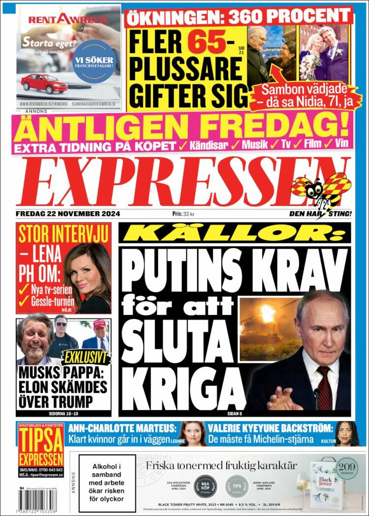 Portada de Expressen (Suecia)