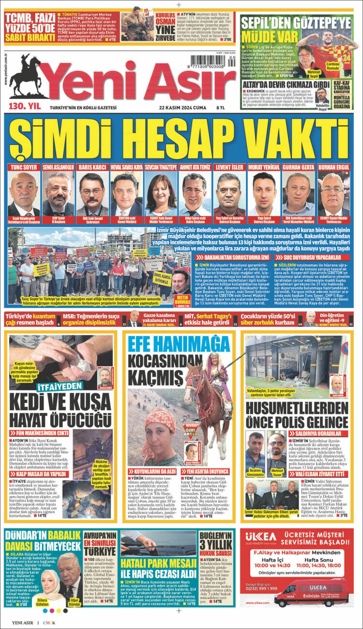 Portada de Yeni Asır (Turqu&iacute;a)
