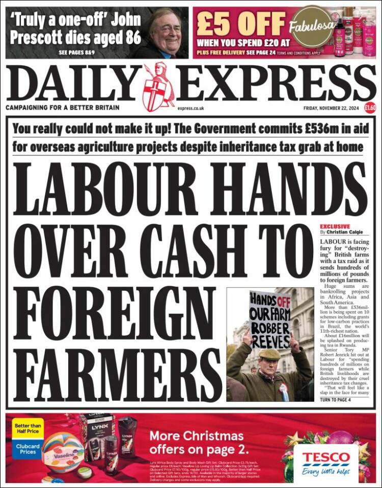 Portada de Daily Express (Reino Unido)
