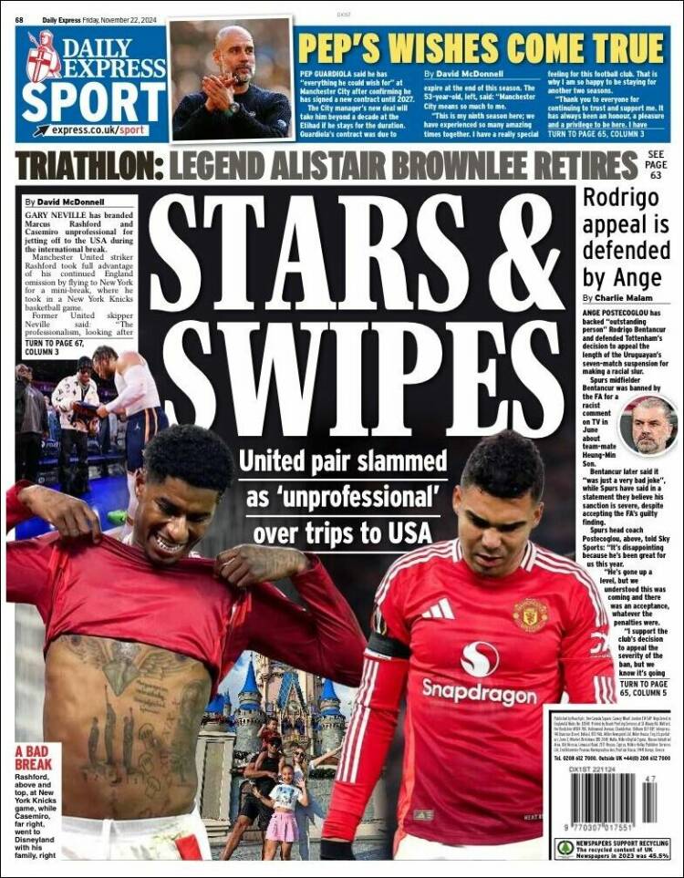 Portada de Express Sport (Reino Unido)