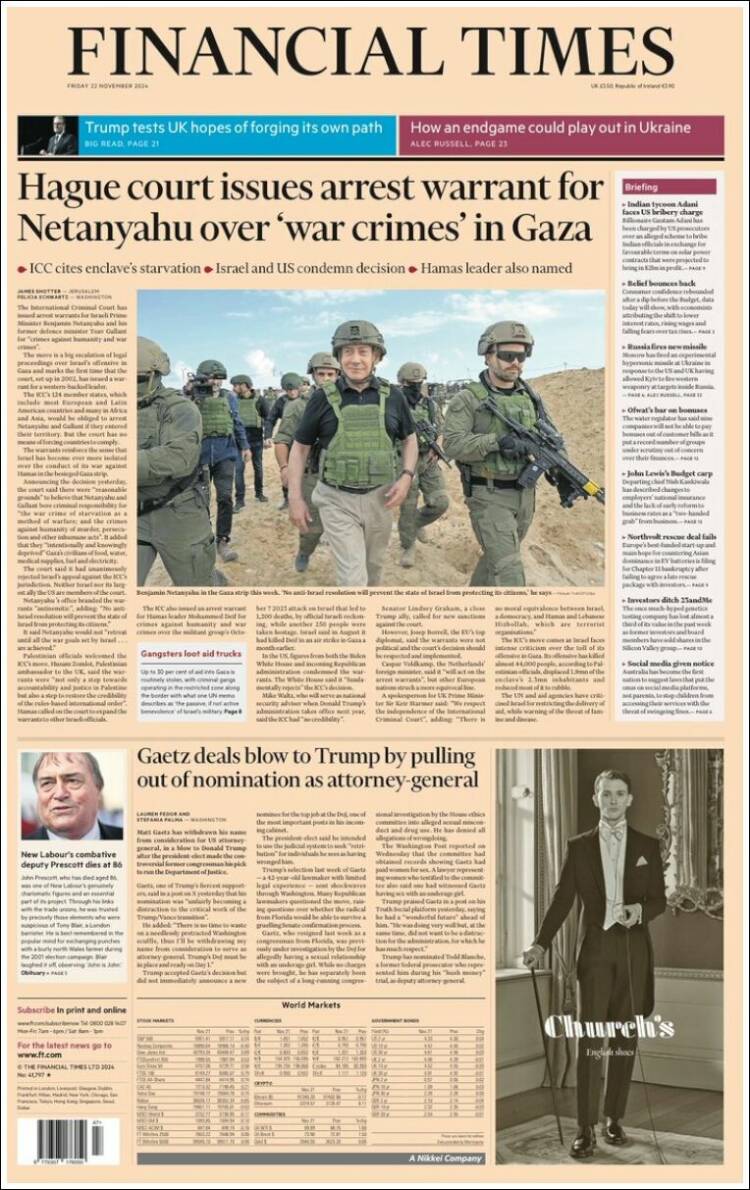 Portada de Financial Times (Reino Unido)