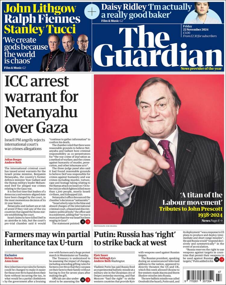 Portada de The Guardian (Reino Unido)