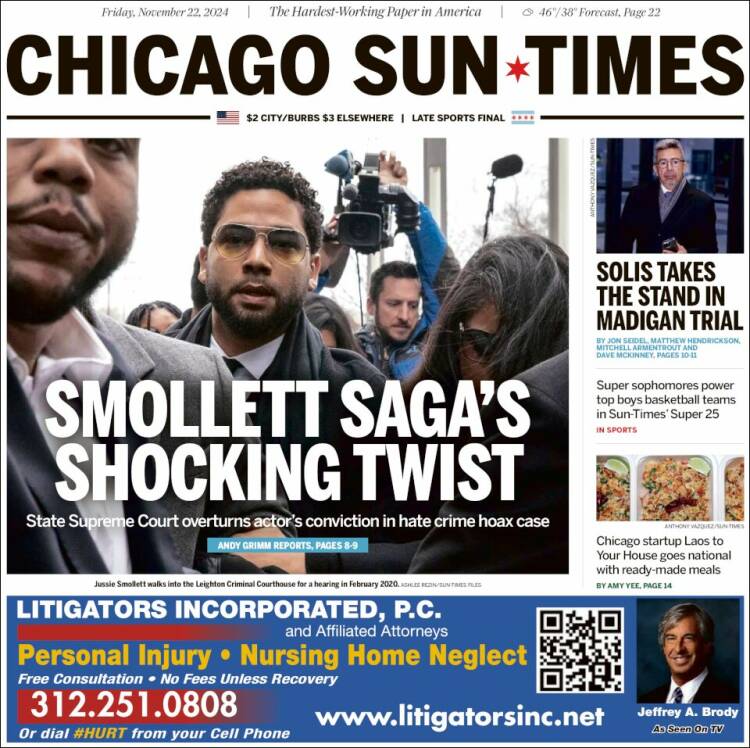 Portada de Chicago Sun-Times (USA)