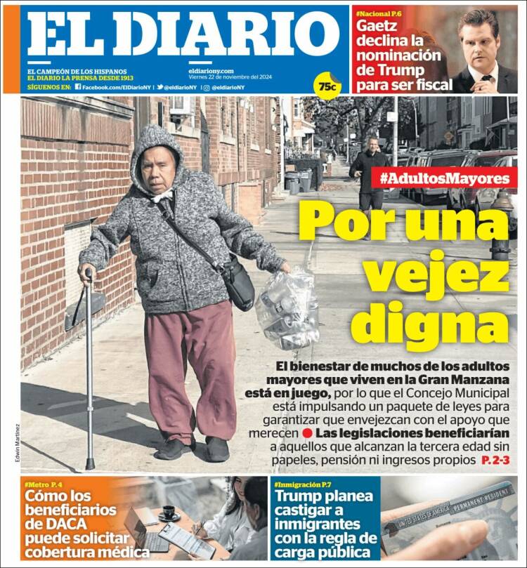 Portada de El Diario NY (USA)