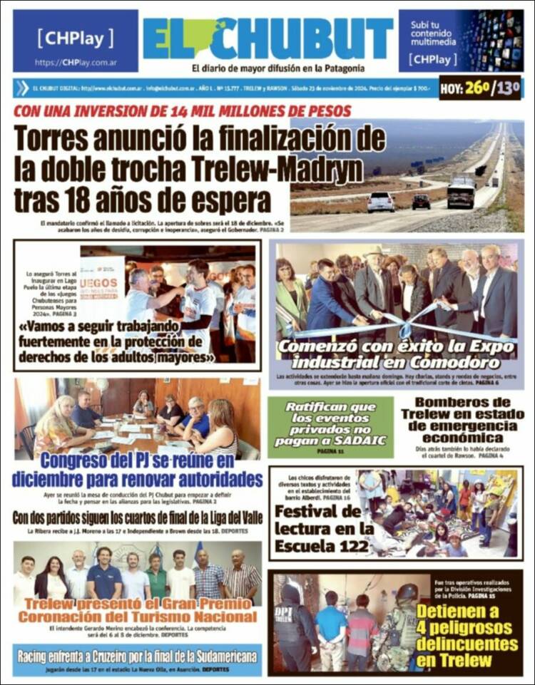 Portada de El Chubut (Argentina)