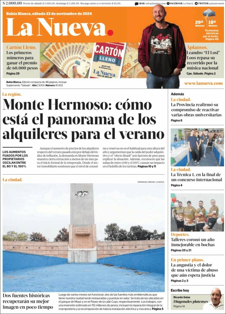 Portada de La Nueva Provincia (Argentina)