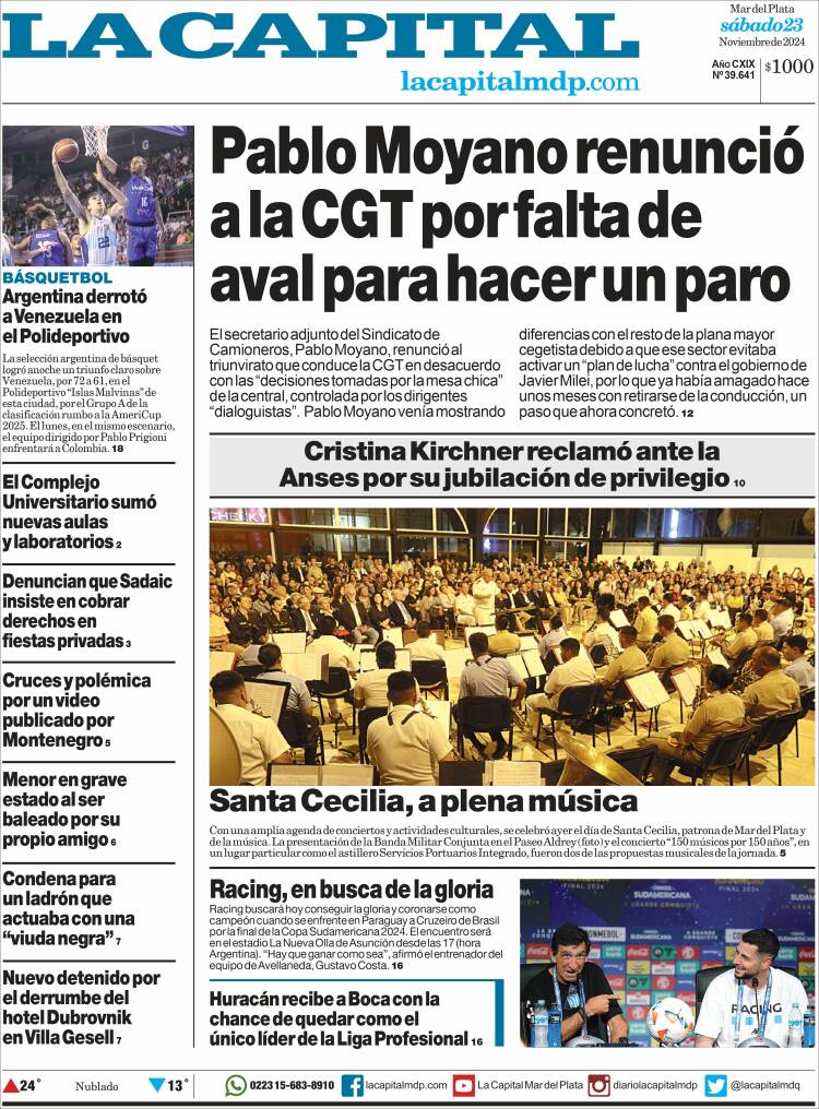 Portada de Diario La Capital - Mar del Plata (Argentina)