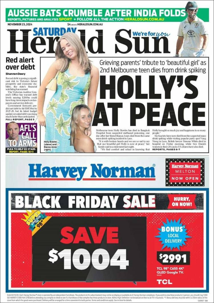 Portada de Herald Sun (Australia)